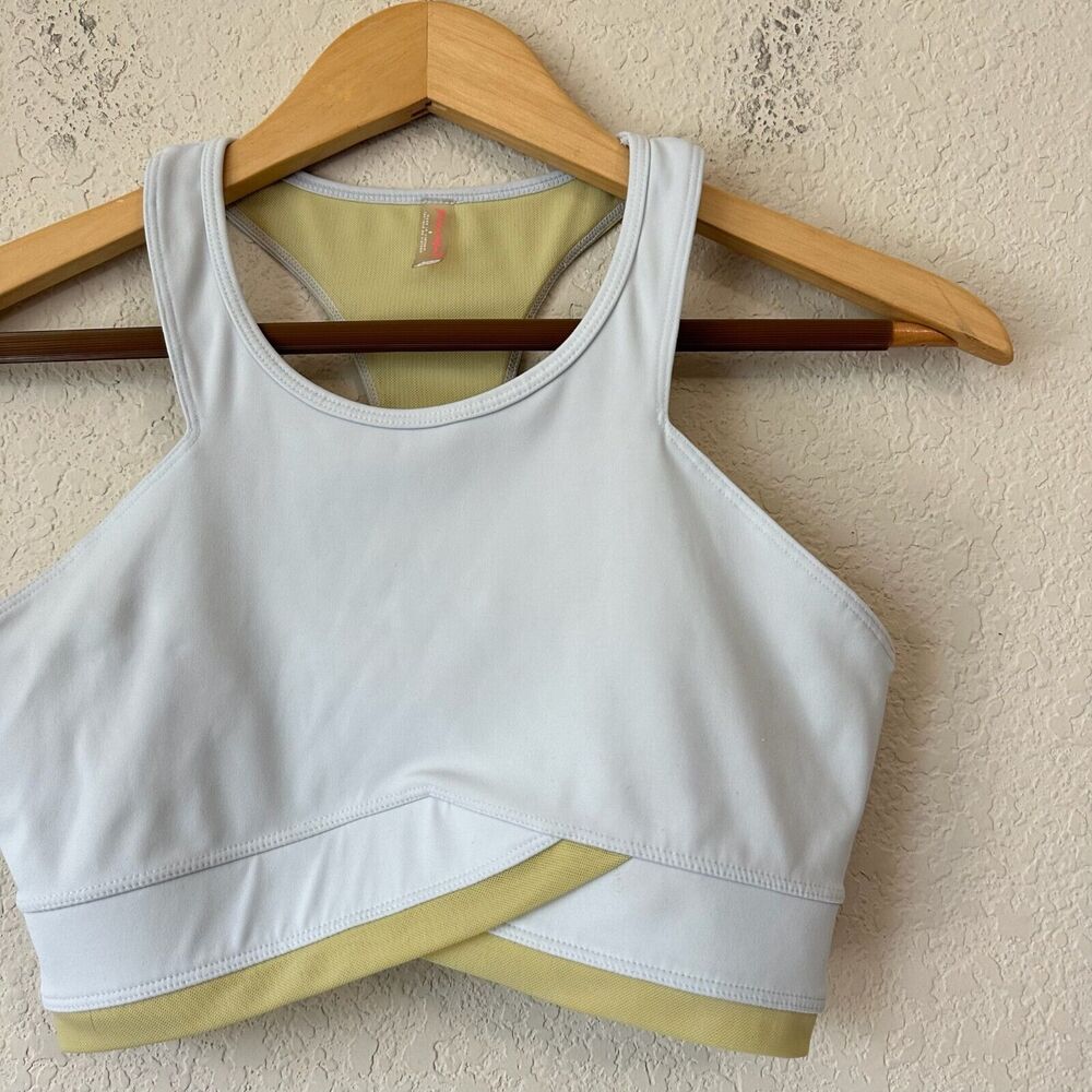 Free People Two-Tone White and Pale Yellow Racerback Sports Bra - Picture 5 of 10